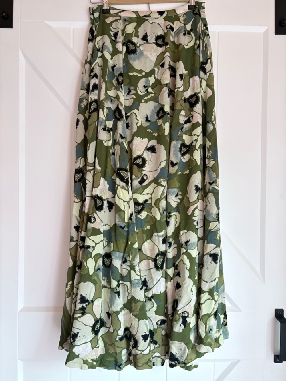 Free People Maxi Skirt Green Boho Cottagecore Hot Tropic Floral Slit Size 4 - Picture 5 of 8